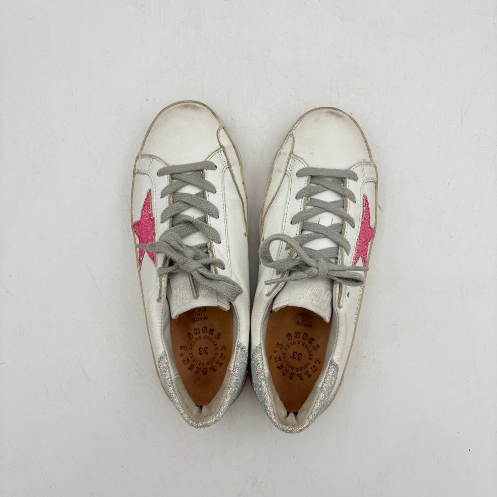 Golden Goose Superstar Shoes Girls 33/1.5Y Glitter Star Leather Fashion Sneaker - Picture 6 of 16